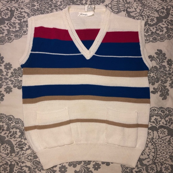 Vintage Gitano striped sweater v-neck vest - Picture 1 of 5